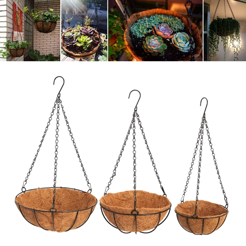 

Hanging Coconut Vegetable Flower Pot Basket Liners Planter Garden Decor Iron Art D7WE