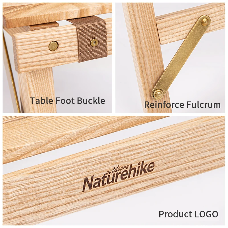 

Naturehike Folding Egg Roll Camping Table Portable Home Travel Solid Wood Table Outdoor Picnic Barbecue Stable