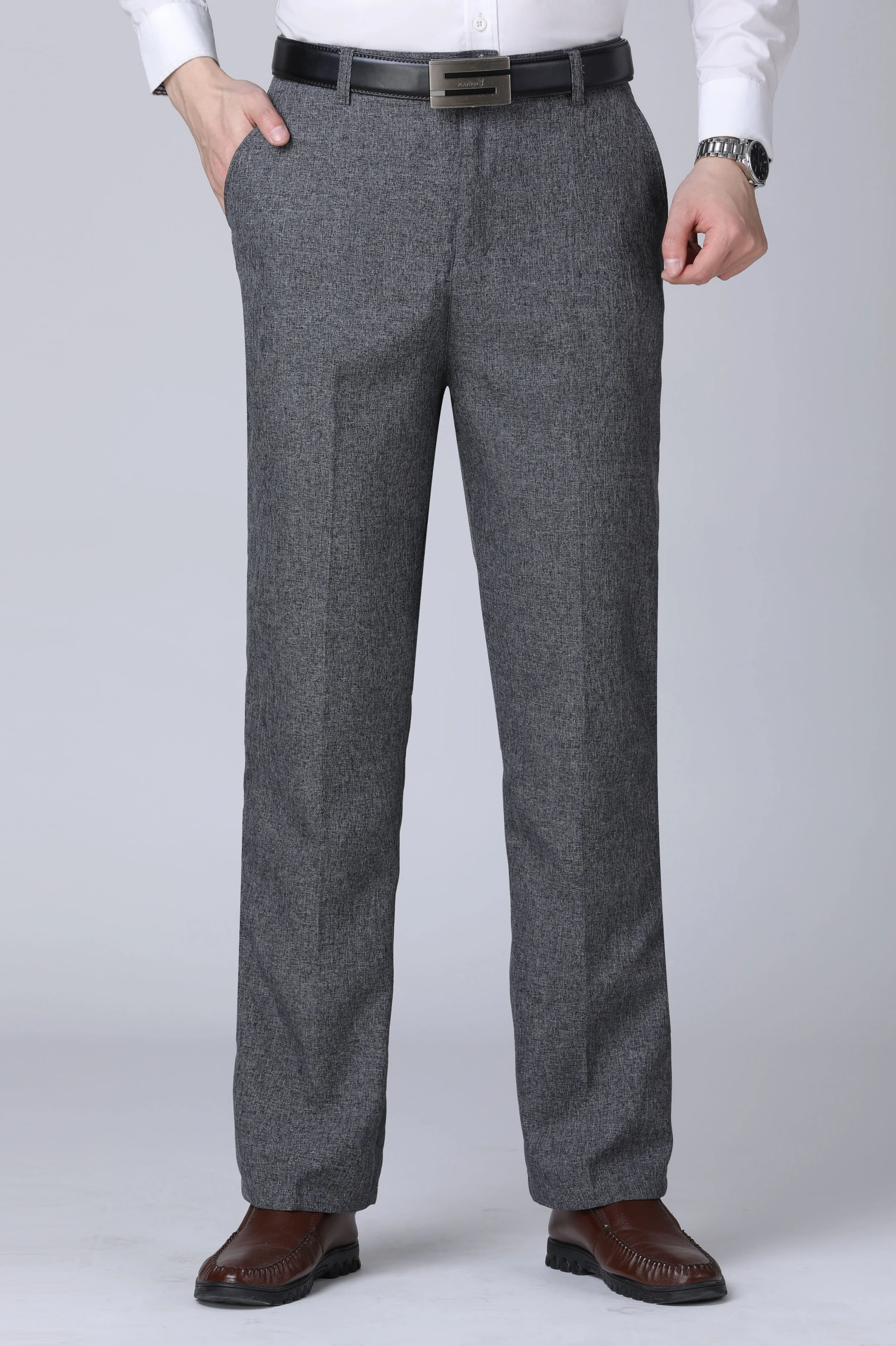 

New Fashion Summer Casual Cool And Refreshing Suit Pants Male High Waist Straight Loose Thin Men Bussiness Trousers For Men