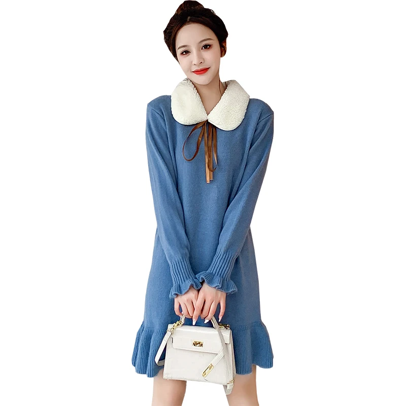 

Will dress is han edition of qiu dong outfit collars knitting fishtail skirt render of the long winter sweater dress