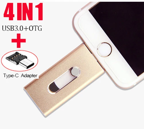 

4 в 1 USB 128 ГБ 3,0 флэш-накопитель OTG флэш-накопитель металлический 64 ГБ 32 ГБ 16 ГБ Микро-флэш-накопитель для iPhone X 8 7 6 8plus iPad