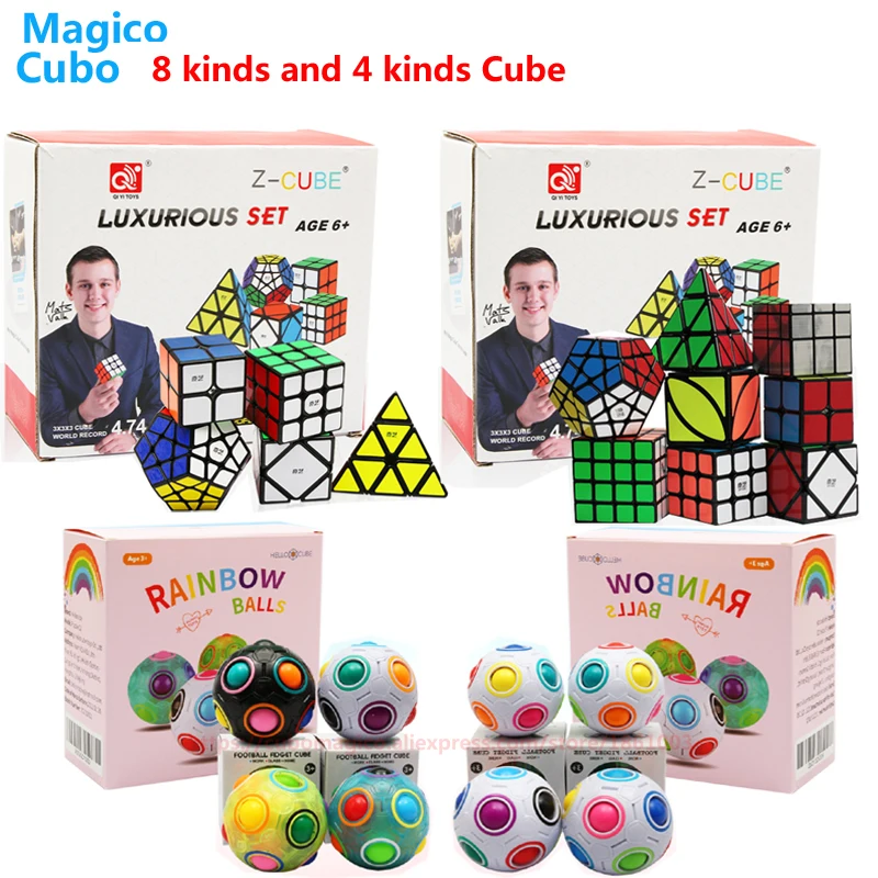 

Moyu Qiyi Magic Cube Set 2x2x2 3x3x3 4x4x4 Profissional Skew Educational Pyramid Rainbow Ball Cast Coated Megaminx Cubes Set Toy