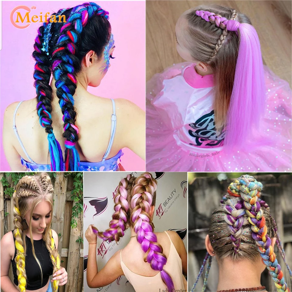 MEIFAN Expression косички для наращивания волос Джамбо вязанные 24 дюйма 100 г цветные