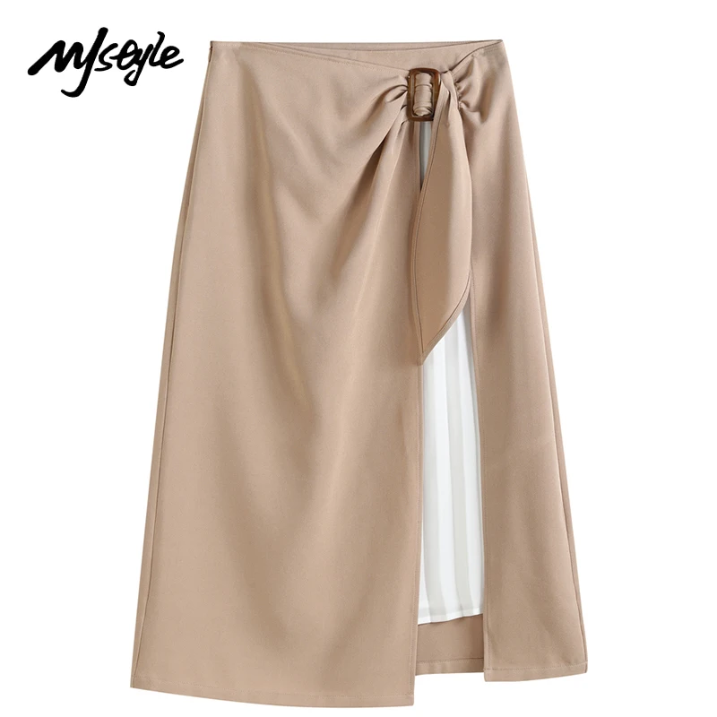 

MJstyle 2021 Весна Ретро Французский Поддельные из двух предметов; Вышитый юбка с завышенной талией для девочек, в Корейском стиле; Сезон лето Мод...