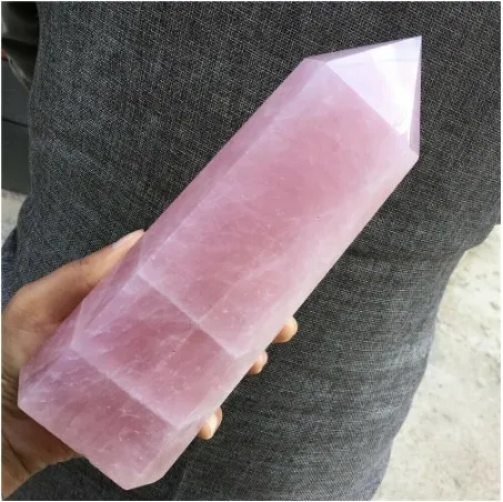 

Natural Pink Rose Quartz Crystal Obelisk Wand Point Healing