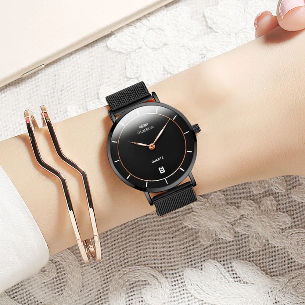 

Women Watches Top Brand Luxury Ladies Mesh Belt Ultra-thin Watch Stainless Steel Waterproof Clock Quartz Watch Reloj Mujer