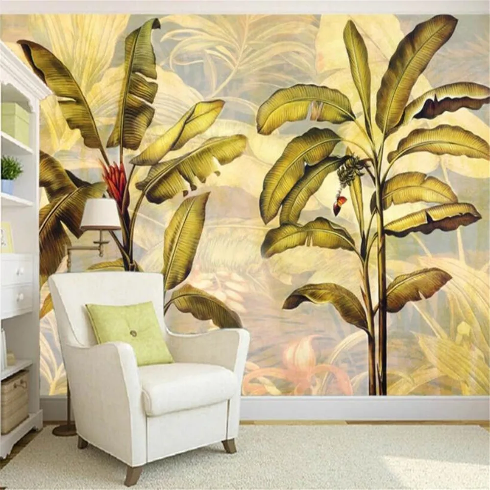 Milofi Юго Восточной Азии стиль банановый лист на заказ большая спальня гостиная ТВ
