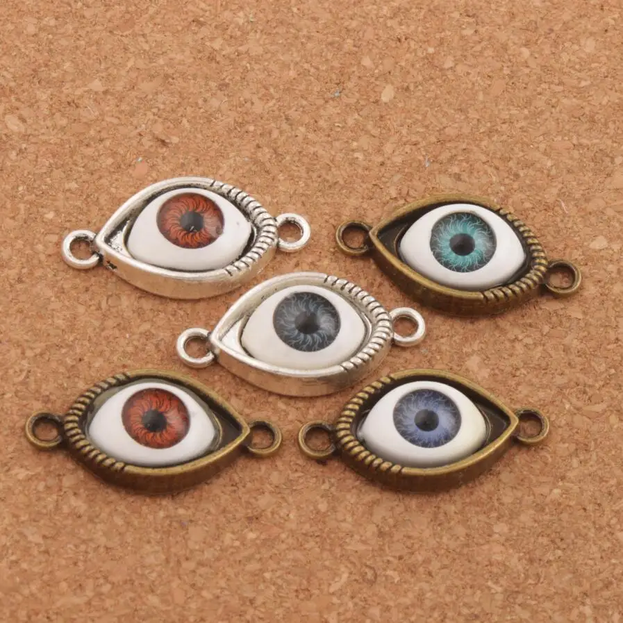 

Evil Eye Hamsa Connector Charm Beads For Friendship Bracelet L1662 12pcs 5Colors Zinc Alloy Bronze