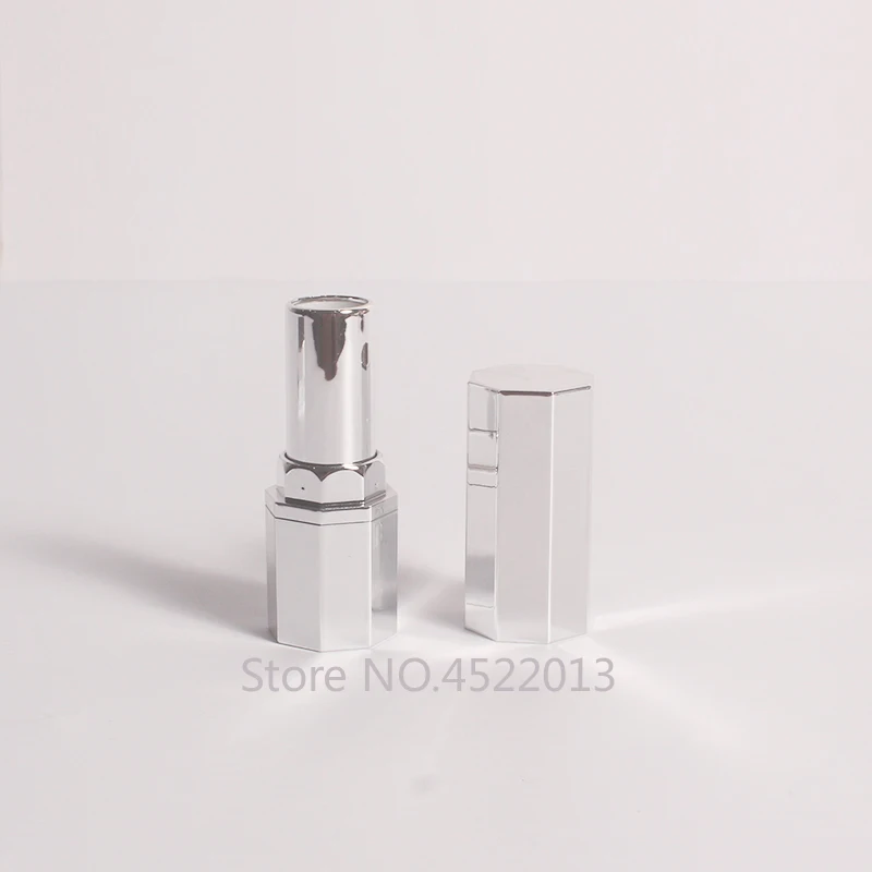 

12.1mm 30/50pcs Empty Silver Eight Sides Lipstick Tube,DIY Portable Lip Balm Bottle,Refillable Lipstick Shell Container Package