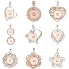 Новая оснастка кулон ожерелье Стразы ожерелье под розовое золото подходит 18 мм оснастка Кнопка Мода оснастка ювелирные изделия