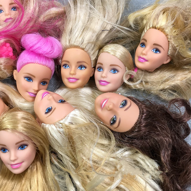 1-10Pcs Fashion Style Perfect Doll Heads Silver Hair Jute Red Hair Doll Accessories Girl DIY Dressing Princess Toy Doll Heads