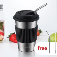 304 stainless steel cup handy cup straw cup summer silicone sleeve water cup car cold drink cup