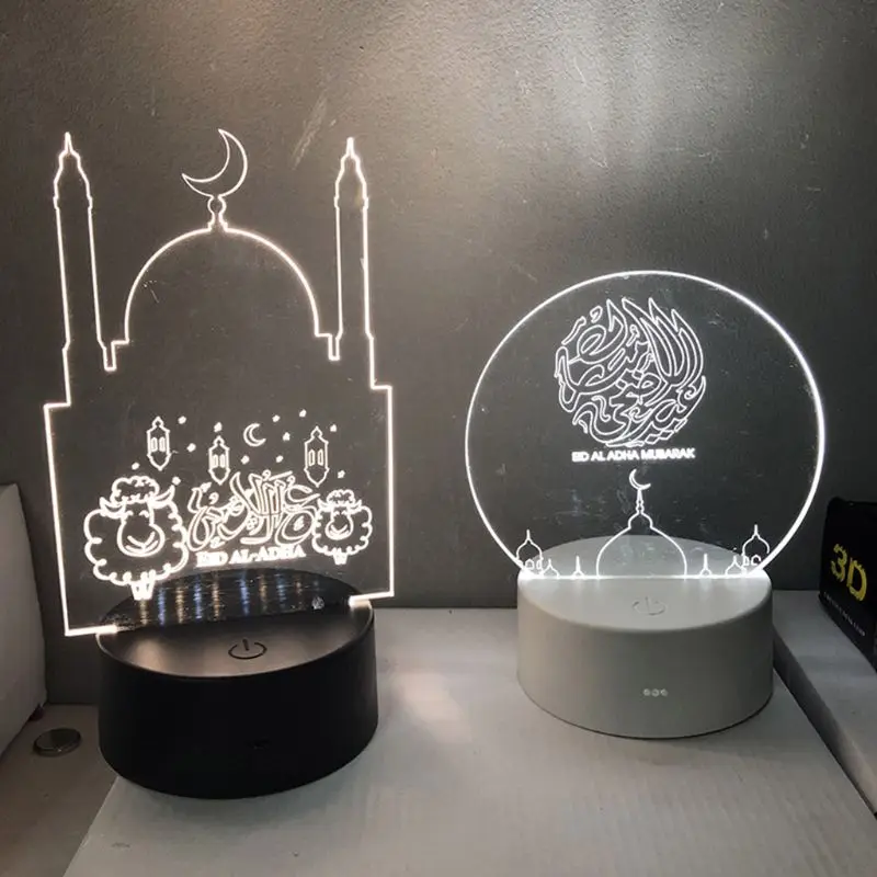 

Creative 3D EID Mubarak LED Night Light Ramadan Acrylic Table Lamp Party Decor L5YE