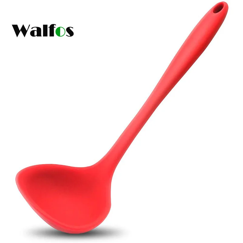 WALFOS антипригарная жаростойкая FDA ложка силиконовый ковш для приготовления пищи кухонный ковш для супа - Цвет: red