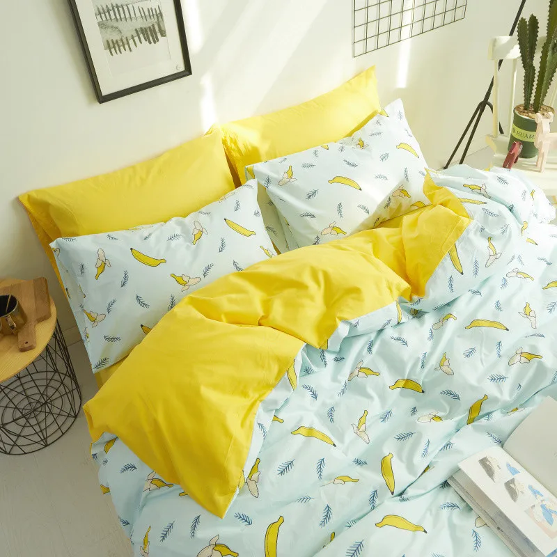 Желтый комплект пододеяльников из 100% хлопка с рисунком банана пододеяльник