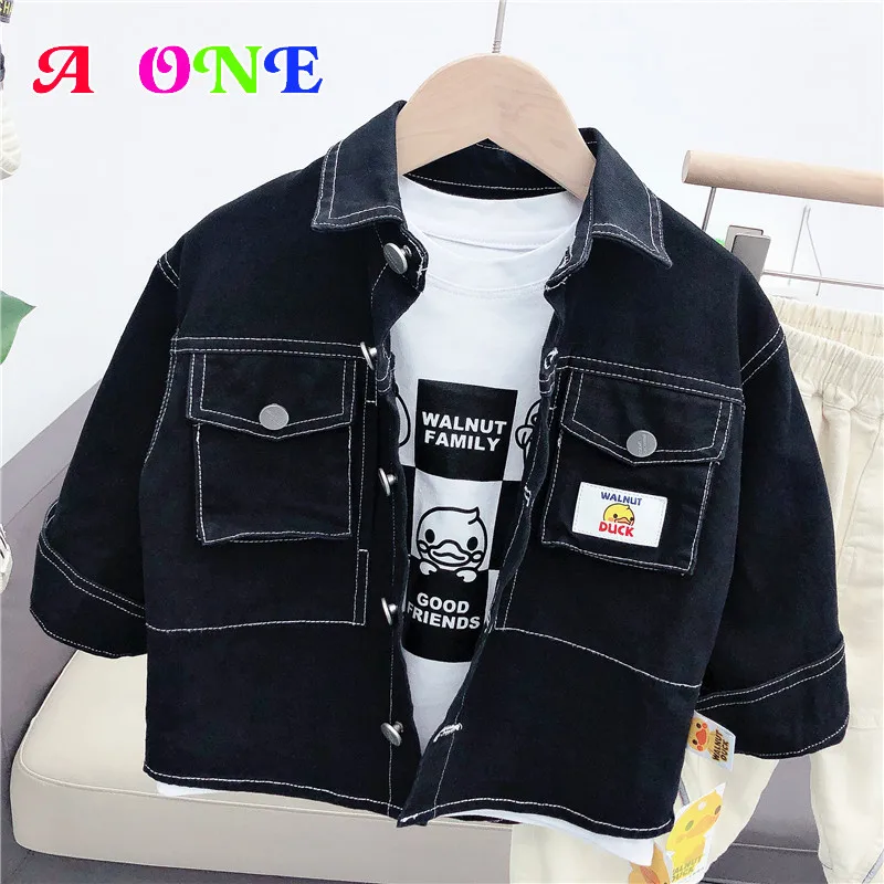 

Spring Autumn Kids Jackets for Boys Children Blouse Baby Denim Shirt Casual Striped Denim Clothes Boys Clothing 3T To 12Yrs