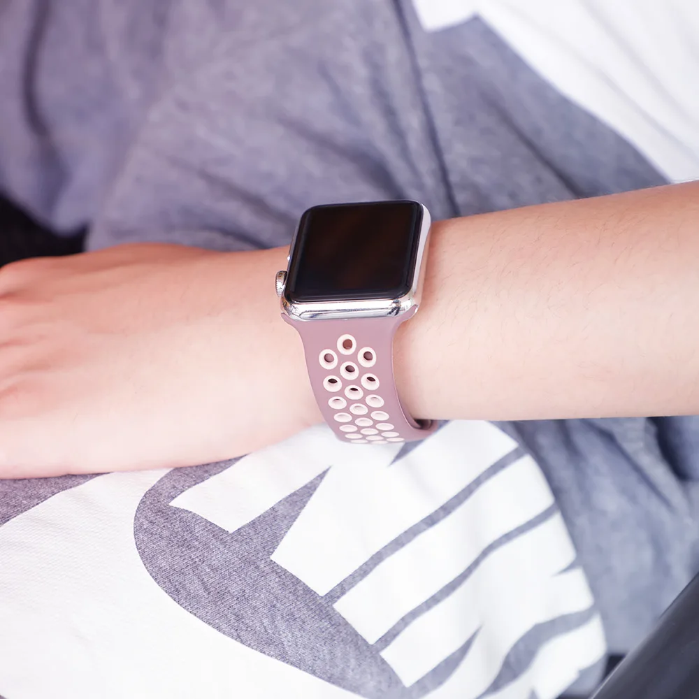 Спортивный ремешок для apple watch band 4 5 42 мм/38 мм iwatch band 44 мм/40 мм ремешок силиконовый браслет дышащий ремешок для часов серии 5 4 3 2