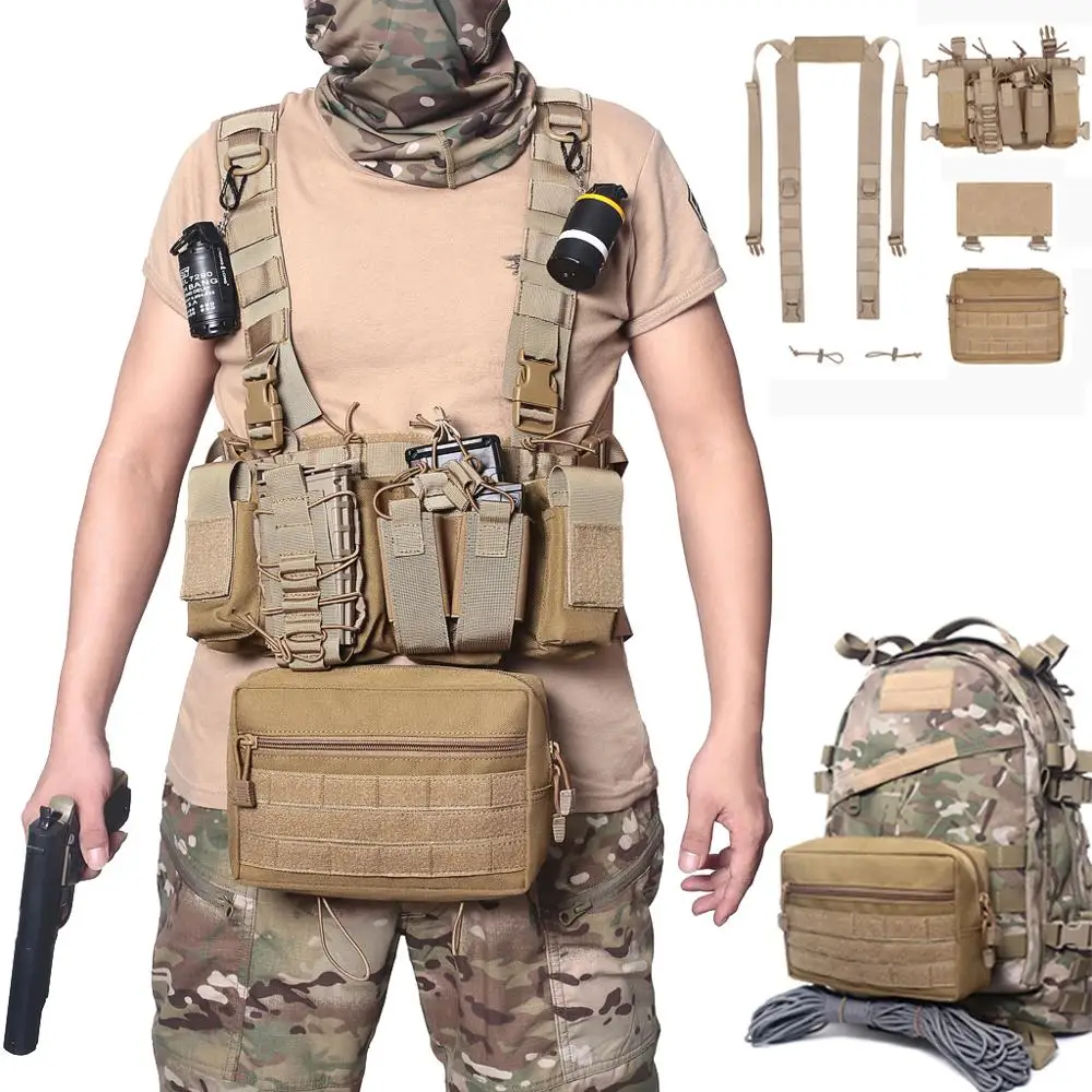 

1000D Outdoor Tactical Accessory Bag Molle Pouch Utility EDC Pouch Military Hunting Molle Vest Shooting Assault Tactical Vest