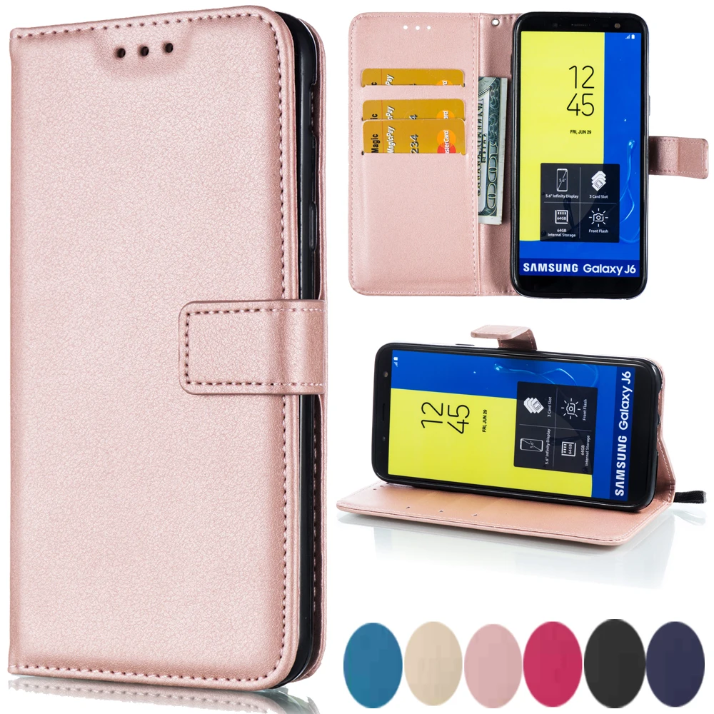 

Leather Flip Wallet Case For Samsung Galaxy J4 J6 Plus J8 J2 Pro 2018 J3 J5 J7 Core Prime 2015 2016 2017 Cases Cover Phone Bags