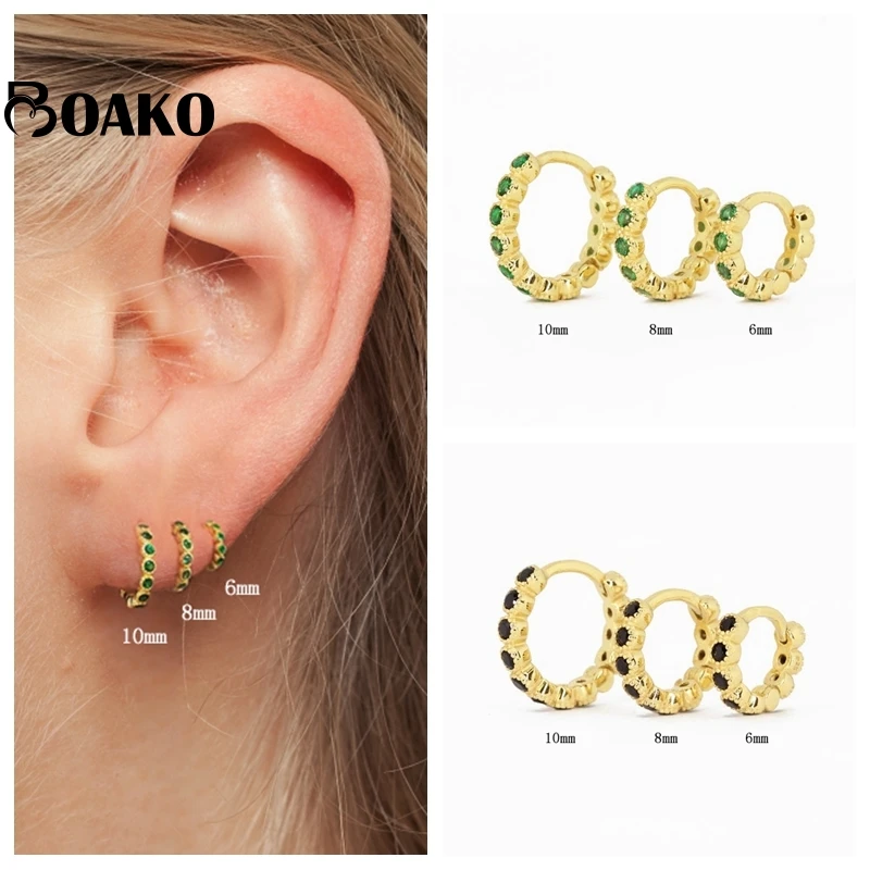 

BOAKO Pendiente Plata 925 Sterling Silver Piercing Zircon Earrings For Women Pendant Hoop Earing Luxury Jewelry Huggie Earrings