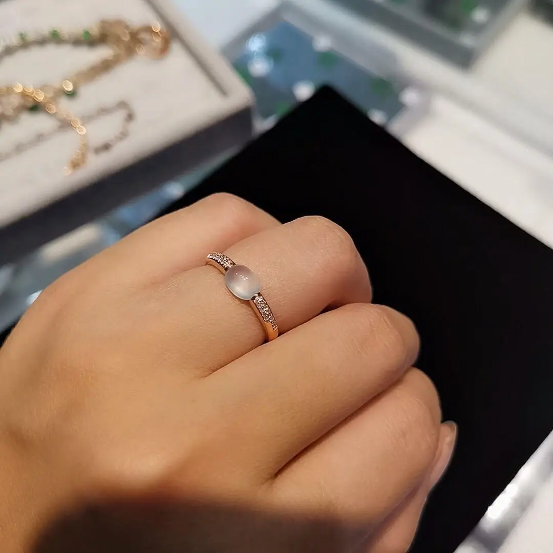 

Дизайнерское Оригинальное кольцо из натурального халцедона с высокой температурой льда, элегантное регулируемое кольцо в стиле ретро, жен...