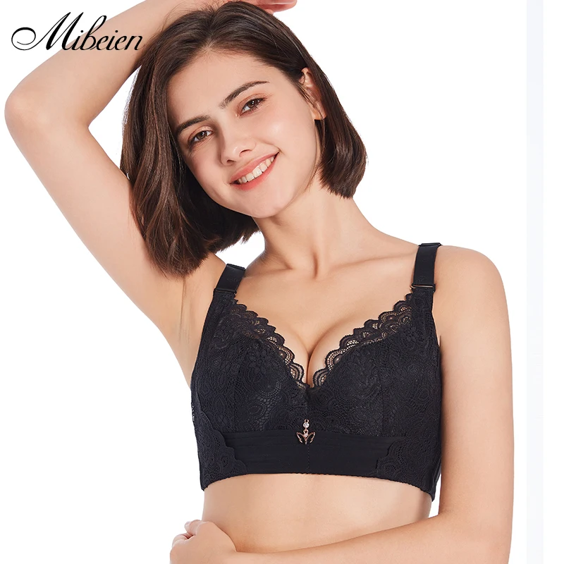 

Large size bra sexy gather lace push up top bra new flower no steel ring comfortable large size underwear thin cup