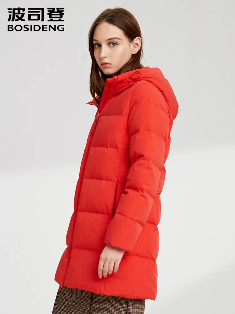 Bosideng Женская Повседневная пуховая куртка средней длины с капюшоном зимнее