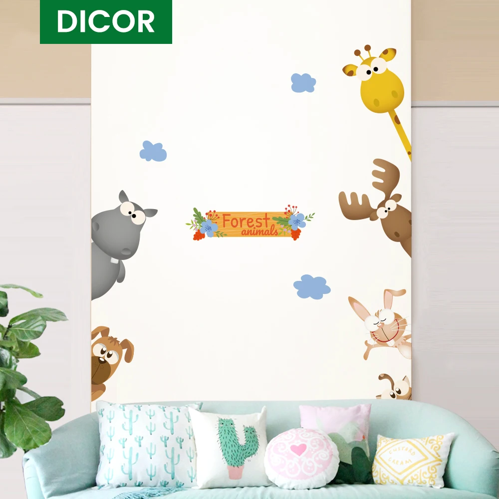 4 вида милые животные наклейки на стену для детской комнаты спальни двери