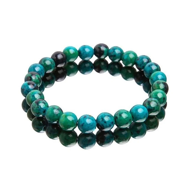 

Браслет с бусинами из натурального камня хризоколлы для мужчин и женщин, 8 мм