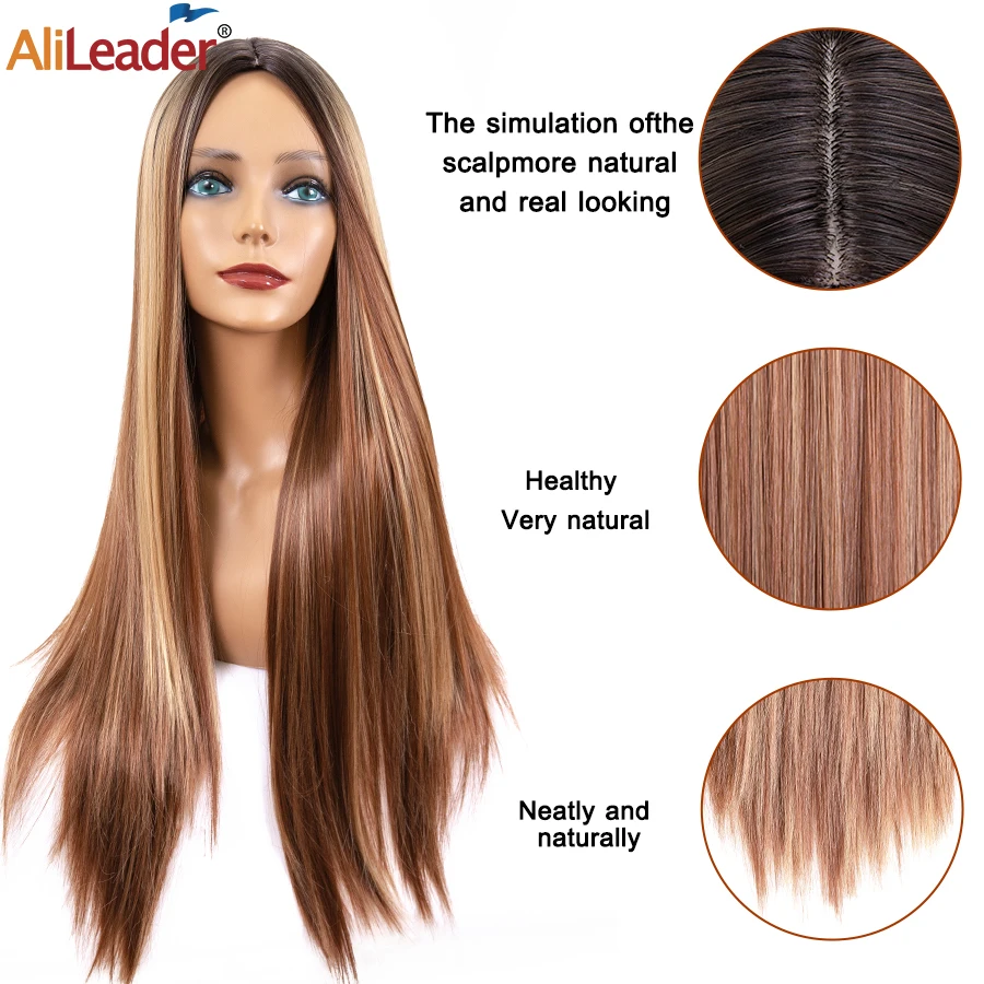 Новые синтетические парики Alileader длиной 28 дюймов прямые с натуральными волосами