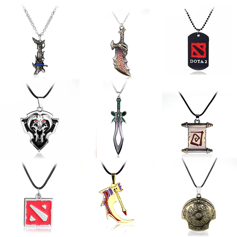 Игра Dota 2 оружие череп кости молоток кулон ожерелье щит Длинная цепочка