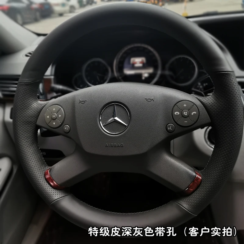 

DIY leather hand sewn car steering wheel cover for Mercedes Benz e300l e200l R300 R350