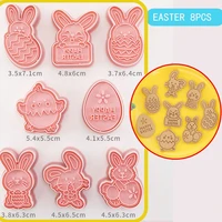 8pcsset easter plastic cookie cutter rabbit egg biscuit cutter 3d cartoon bunny molds baking tools easter party diy decoration