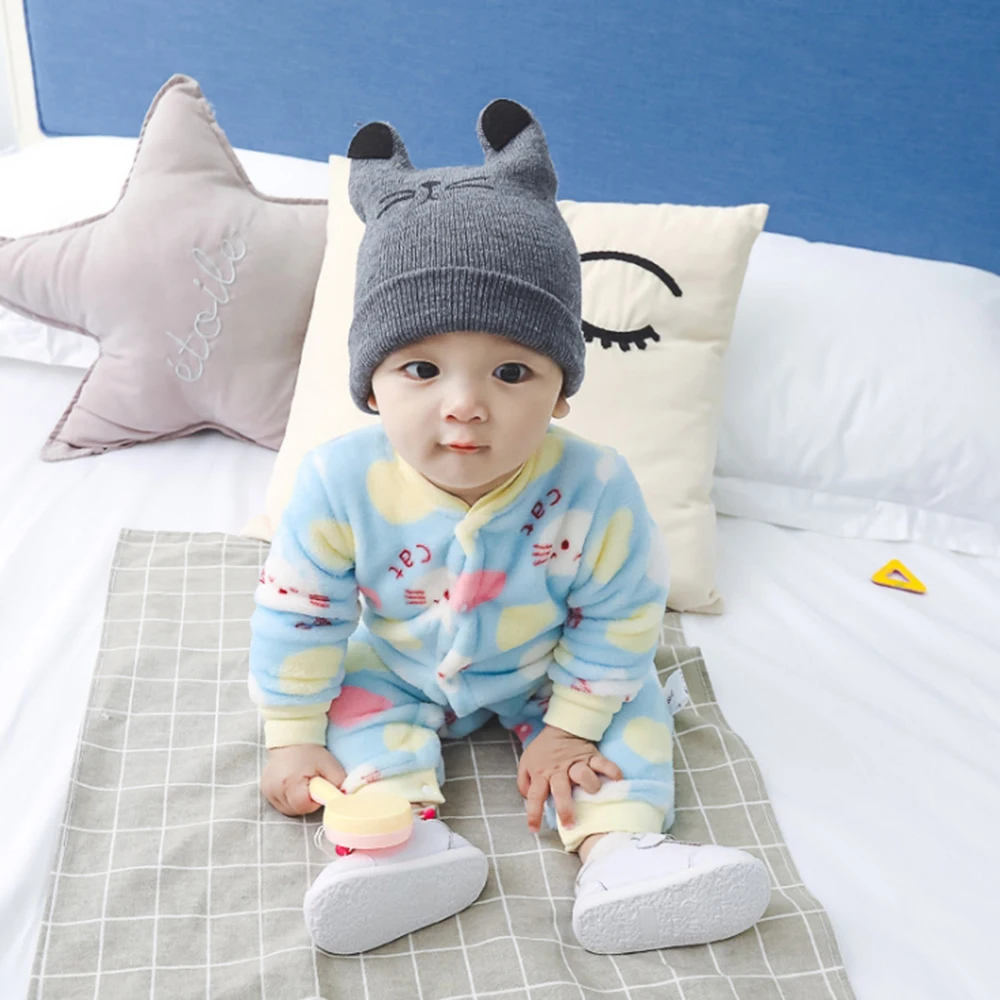 CALOFE Baby Rompers Winter Warm Longsleeve Coral Fleece Newborn Baby Boy Girl Clothes Infant Jumpsuit Animal Overall Pajamas