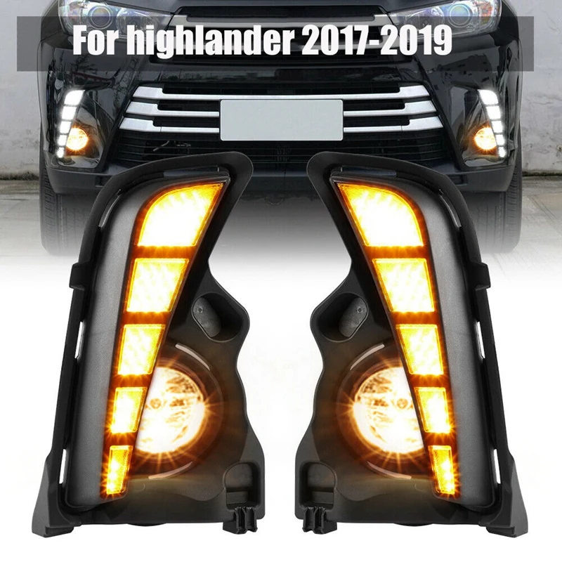

Для Toyota Highlander 2017-2019 светодиодные дневные ходовые указатели поворота + Противотуманные фары + жгут проводов