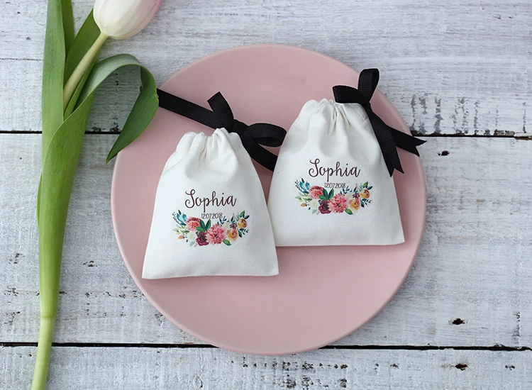 Парусиновые подарочные пакеты на шнурке для ювелирных изделий упаковка макияжа