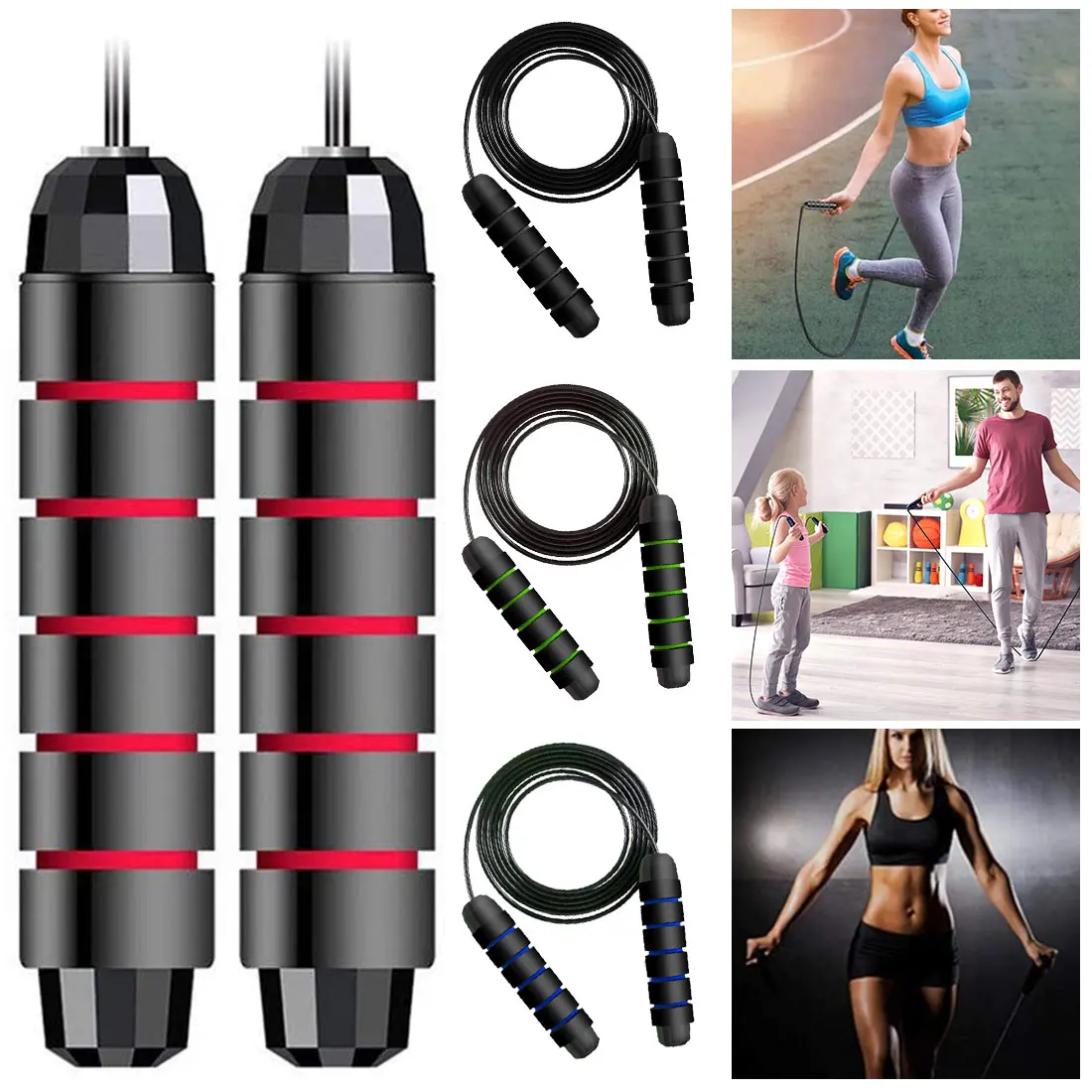 

Fitness Jump Rope Steel Wire Home Excercise Bearing Adjustable Metal Fast Speed Skipping Rope No Noise Abdominal Wheel