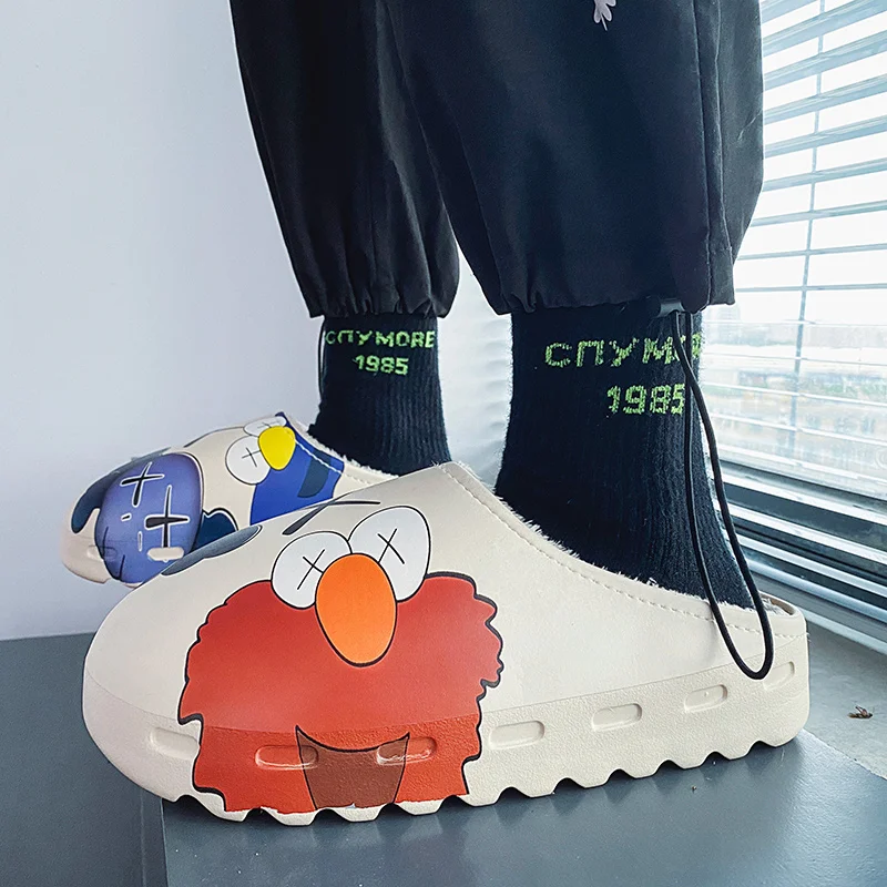 

Winter new men's cotton shoes indoor slippers women increased wool slippers comfortable warm couple shoes large size 35-46 2020