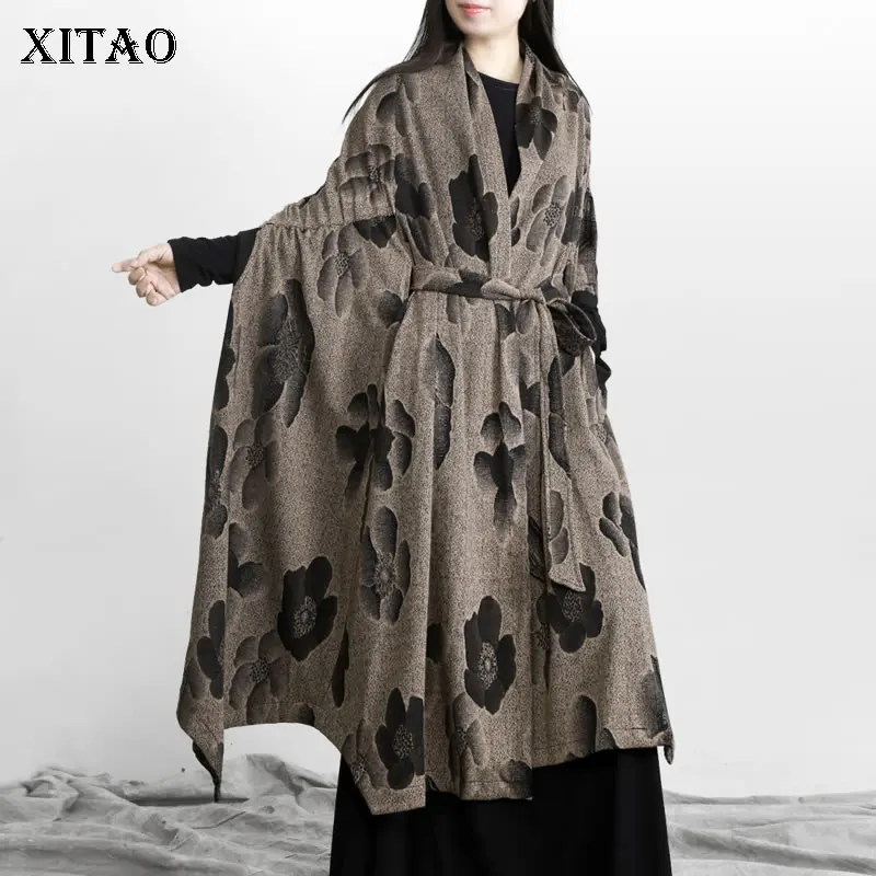 

XITAO, винтажное Женское пальто, облегающее, модное, с принтом, этнический стиль, темперамент, большой размер, для женщин, 2021, осень, зима, новинк...