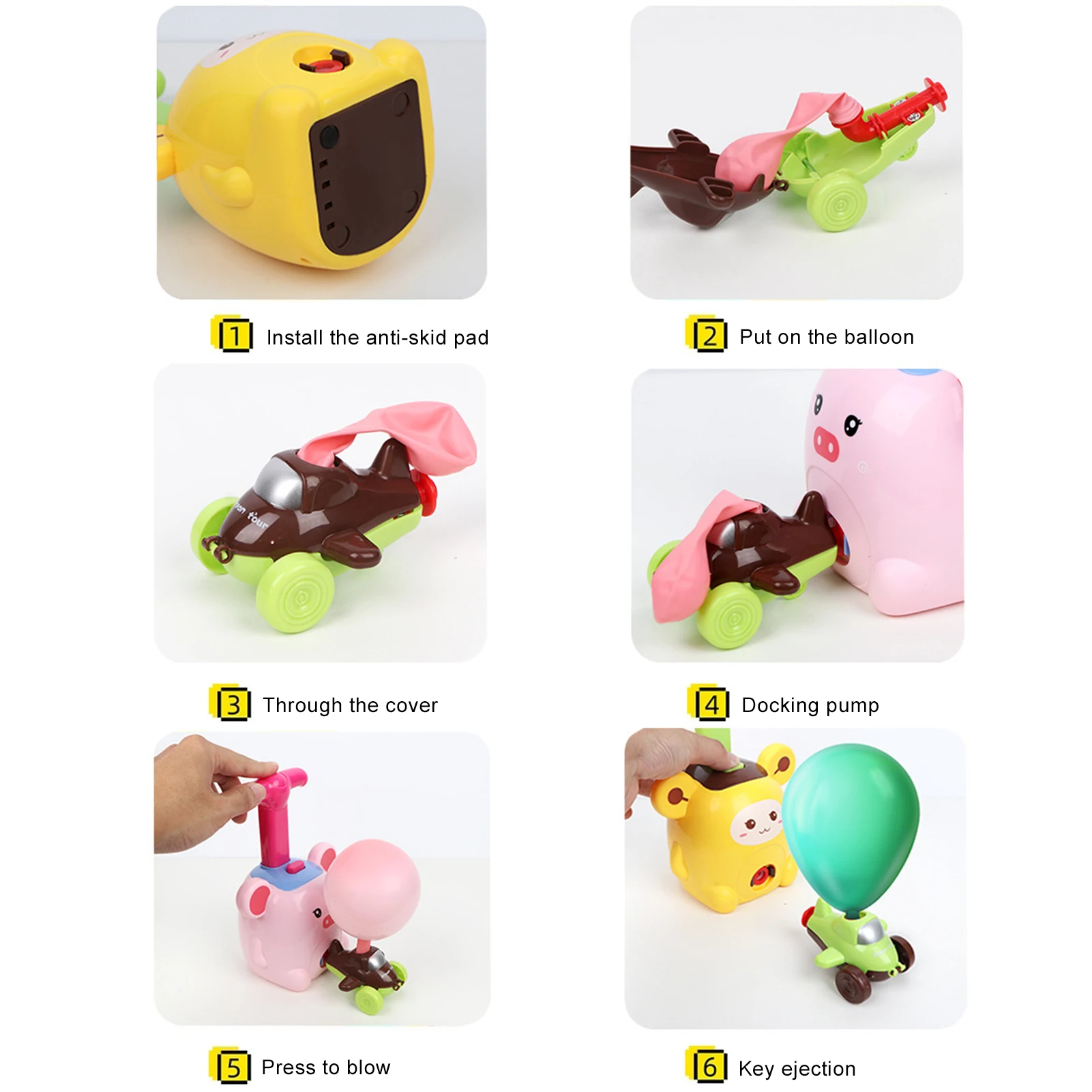 

NEW Power Balloon Launch Tower Toy Puzzle Fun Education Inertia Air Power Balloon Car Science Experiment Toy for Children Gift