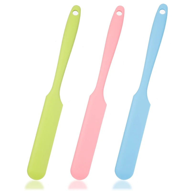 

3x Silicone Butter Cake Cream Spatula Non-Stick Silicone Spatula Waxing Applicator Spatula Reusable Scraper 3 color