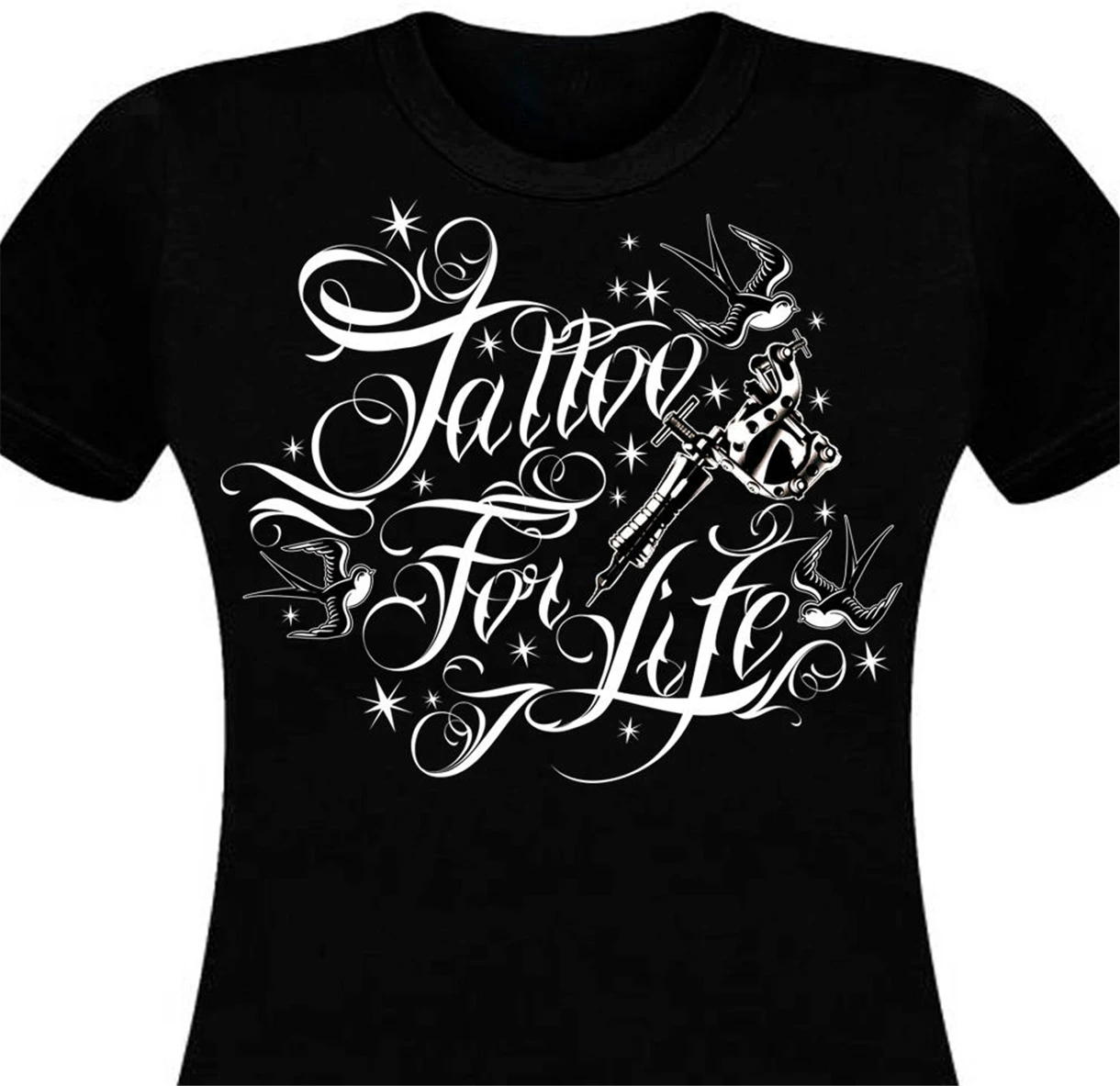 Тату для жизни Татуировка Старая школа chicano тату пистолет Топы Футболка полный