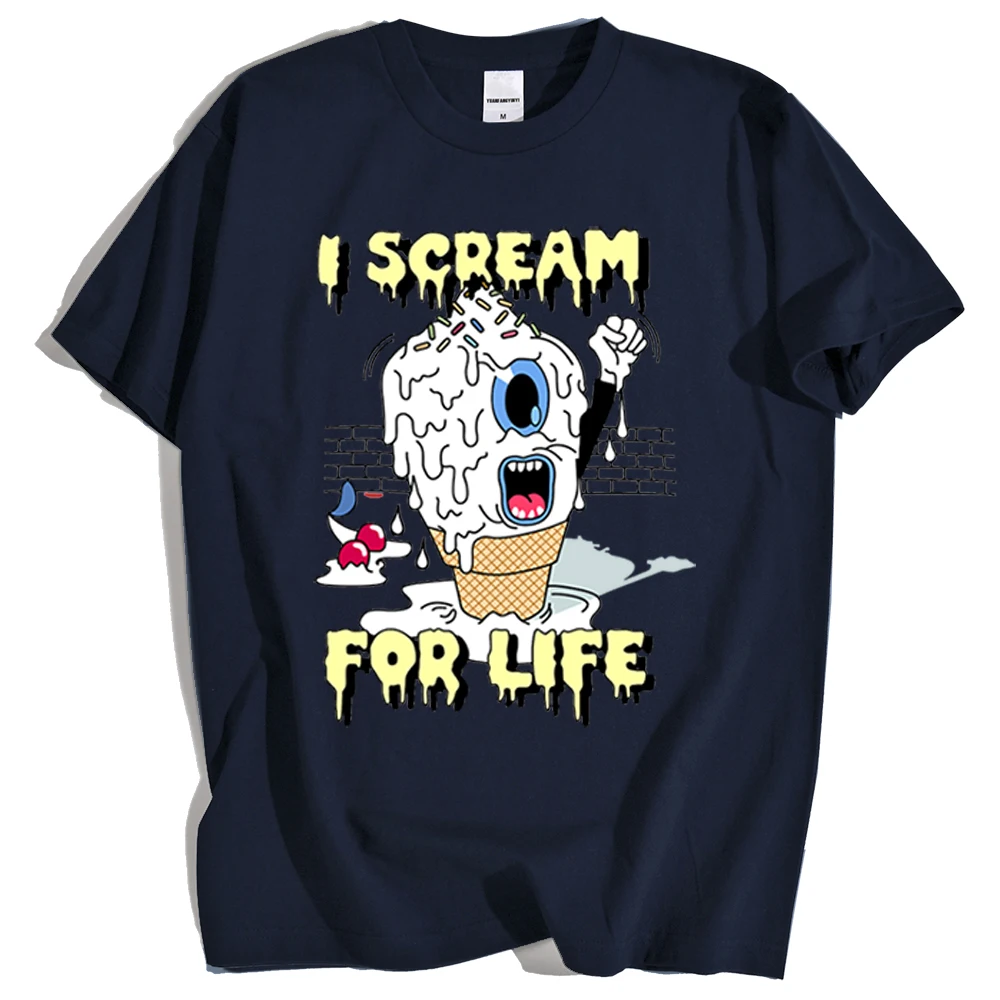 Креативная мужская одежда с принтом мороженого свободные простые футболки