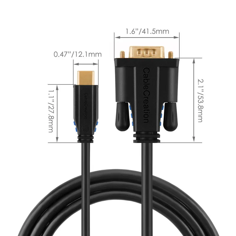 USB-C-VGA Тип C (Совместимость с Thunderbolt 3)-кабель VGA совместимый MacBook Pro/MacBook Air/iPad Pro 2018/iMac