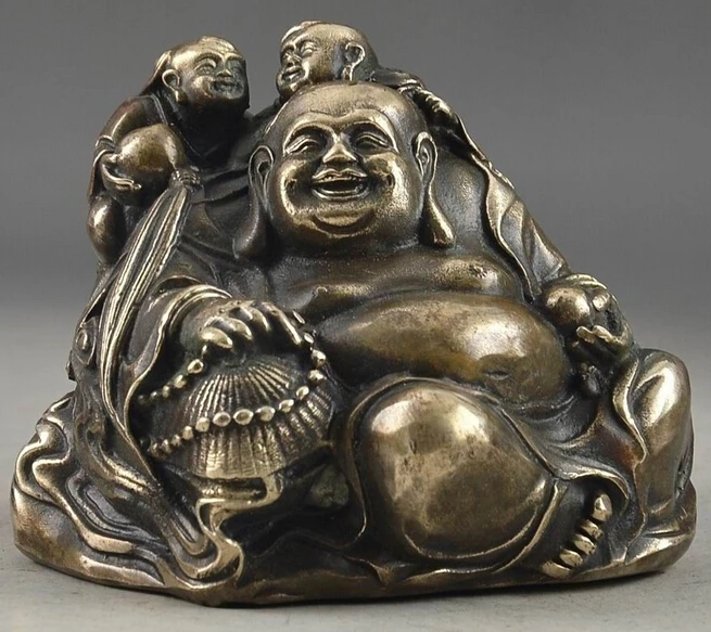 914 + китайский латунный ручной молоток три Будды молитвенный амулет старинные