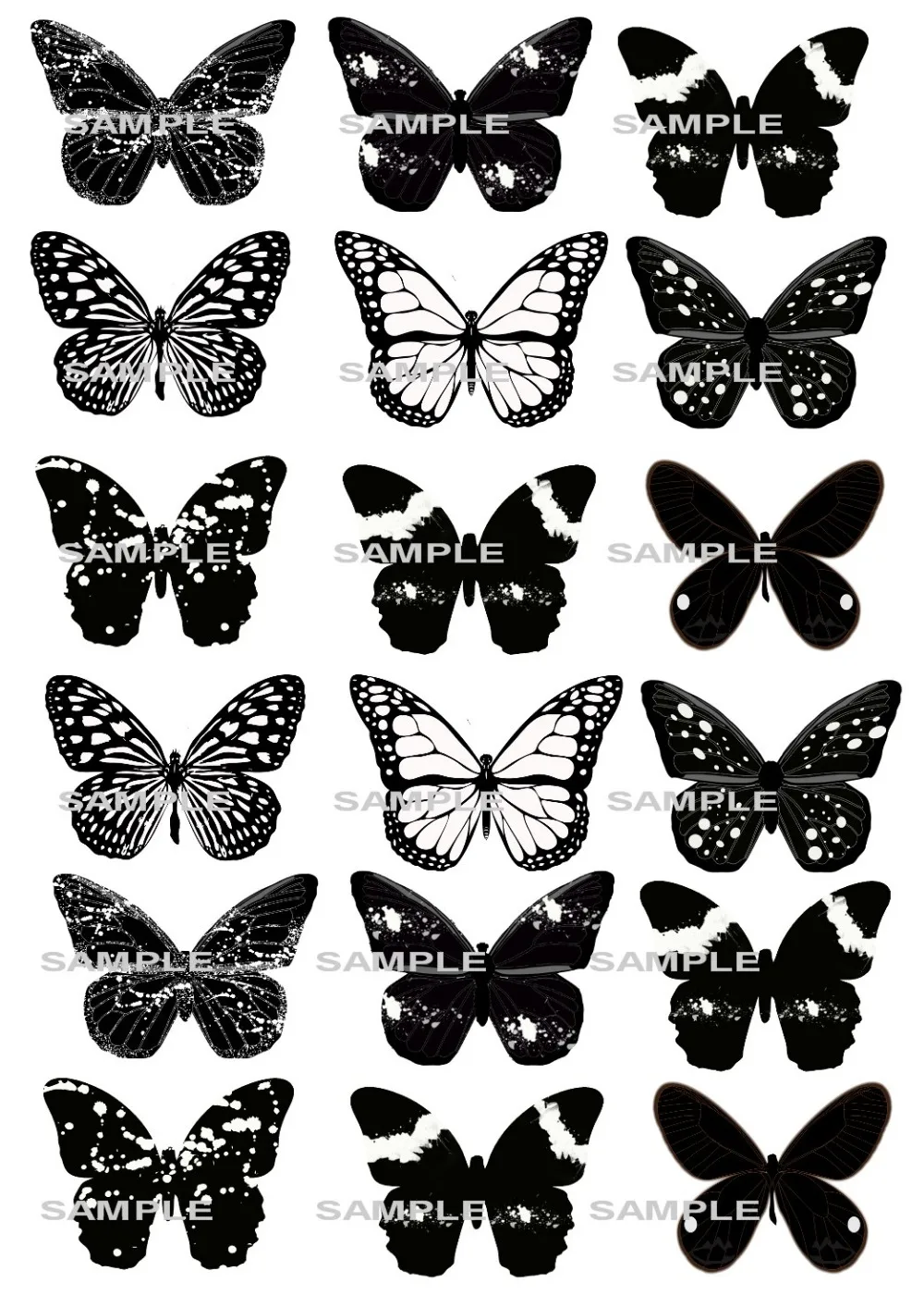 Большая Смешанная бабочка съедобный торт Топпер вафель рисовая бумага кекс