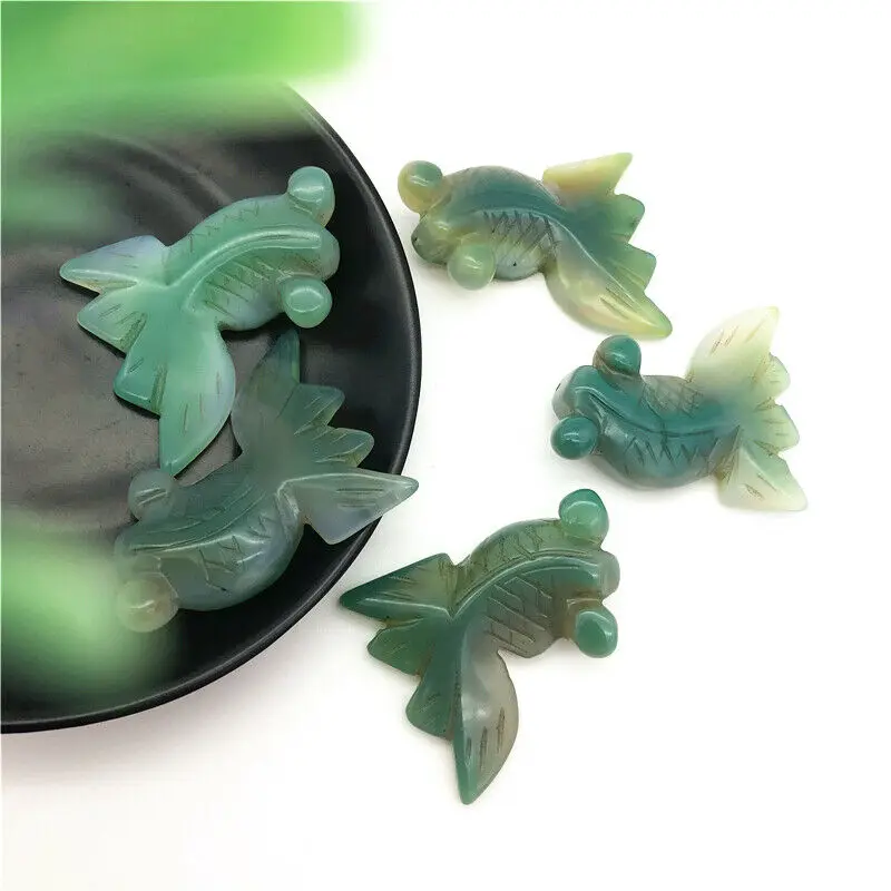 Прямая поставка, 1 шт., зеленая сердолика, агат, Золотая Рыба, Сардоникс, кристалл, Золотое исцеление, подарок, Декор, камни и кристаллы