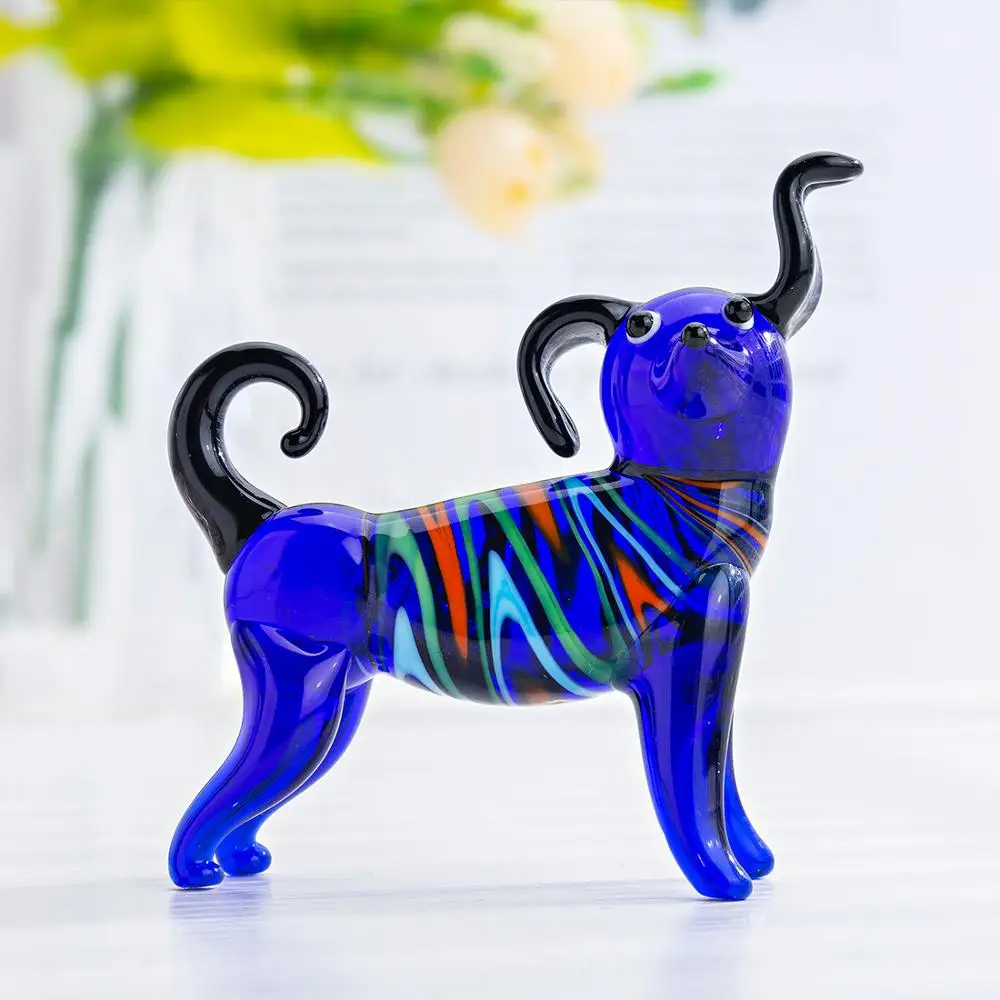 H & D мини голубая собака стеклянная плитка муранское стекло выдувание искусства