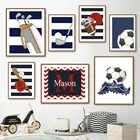 Настенная картина с изображением имени футбольного мяча баскетбола гольфа на заказ, постеры и принты на холсте в скандинавском стиле, настенные картины, декор для детской комнаты