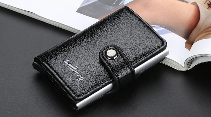 Мужской кошелек с имитацией магнитной карты RFID автоматический эластичный тип карты металлический алюминиевый корпус Противоугонная карта пакет